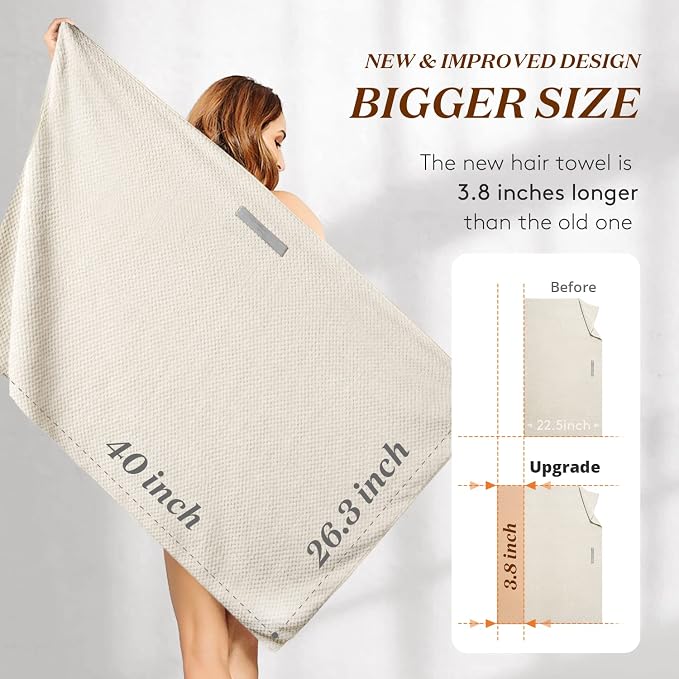 YFONG Large Hair Towel Wrap for Women, Super Absorbent Microfiber Hair Towel - Image 5