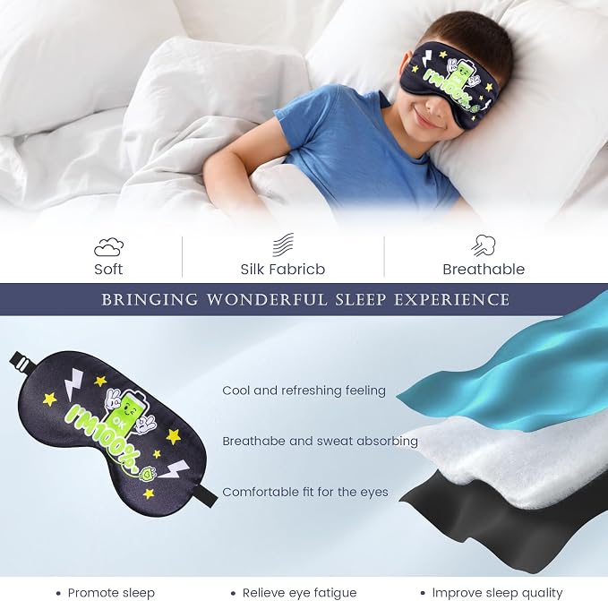 2 Pcs Boys Sleep Eye Mask, Guys Blackout Sleeping Silk Mask - Image 4