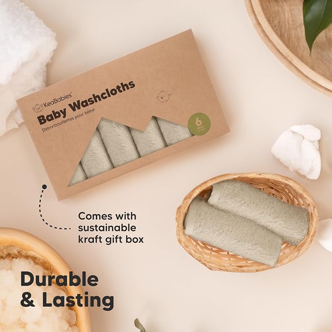 6-Pack Baby Washcloths – Soft Absorbent Viscose from Bamboo Washcloths - Image 7