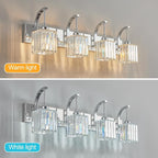Crystal Vanity Lights 4-Light Chrome Bathroom Vanity Lights Modern Crystal - Image 2