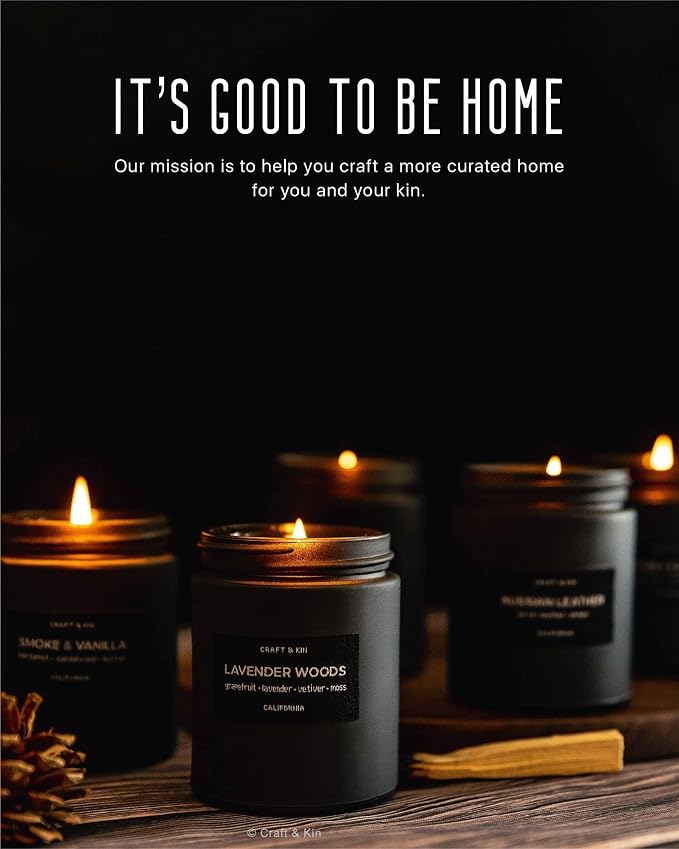 Craft & Kin Premium Pine & Clove Candle | Black Scented Candles - Image 6