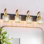 Modern Bathroom Vanity Light, 4-Light Black Gold Wall Sconce by FDPBY