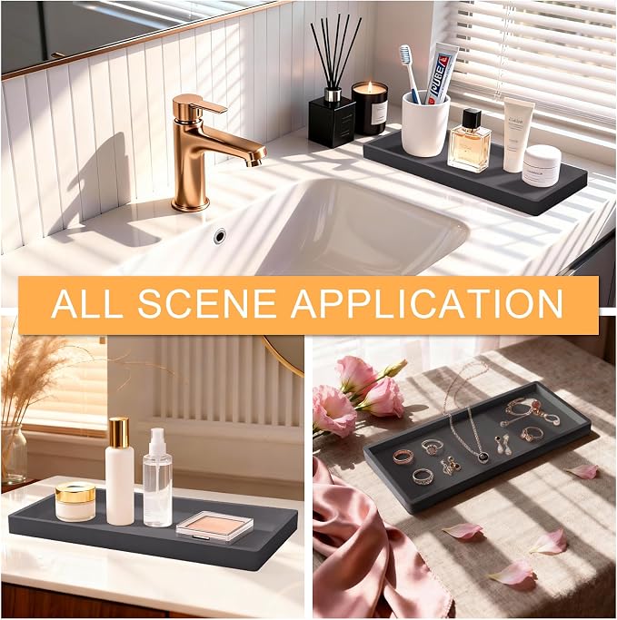 Bathroom Vanity Tray, Silicone 11.8 x 5 Inch Bathroom Counter Tray Decor - Image 6