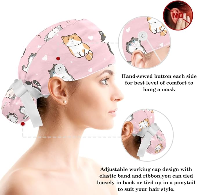 Women's Working Caps with Scrunchies Tarot Pattern Background Lace-Up Hat - Image 3