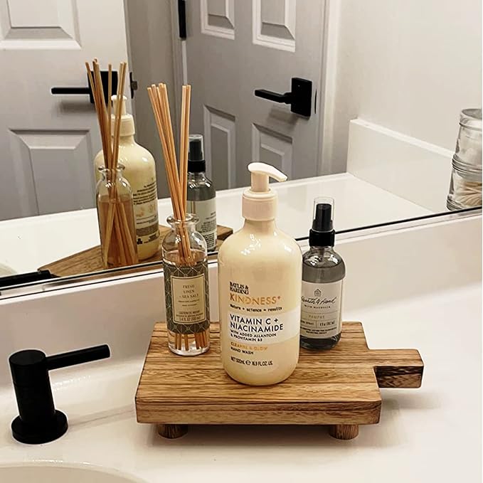 2 Pcs Handmade Wooden Tray, Practical Bathroom and Kitchen Decoration - Image 4