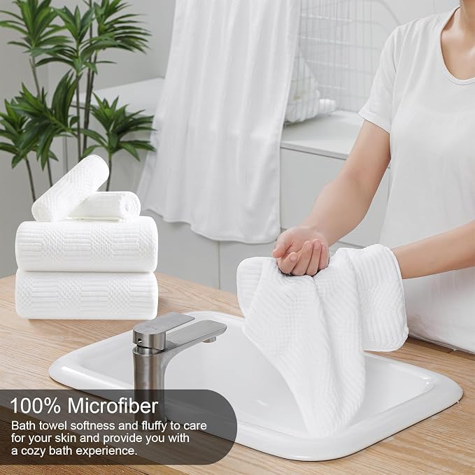 Ycosy 4 Pack Extra Large Microfiber Bath Towels Set, 35x70 inches, Less Lint - Image 3