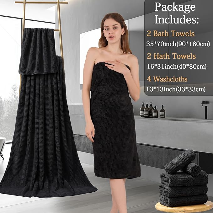 8 Piece Bath Towel Set-2 Oversized Bath Sheets, 2 Hand Towels, 4 - Image 7