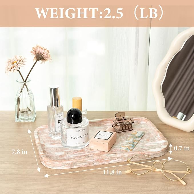 Karibiber Marble Vanity Tray, Marble Bathroom Tray Countertop, Decorative Tray - Image 4