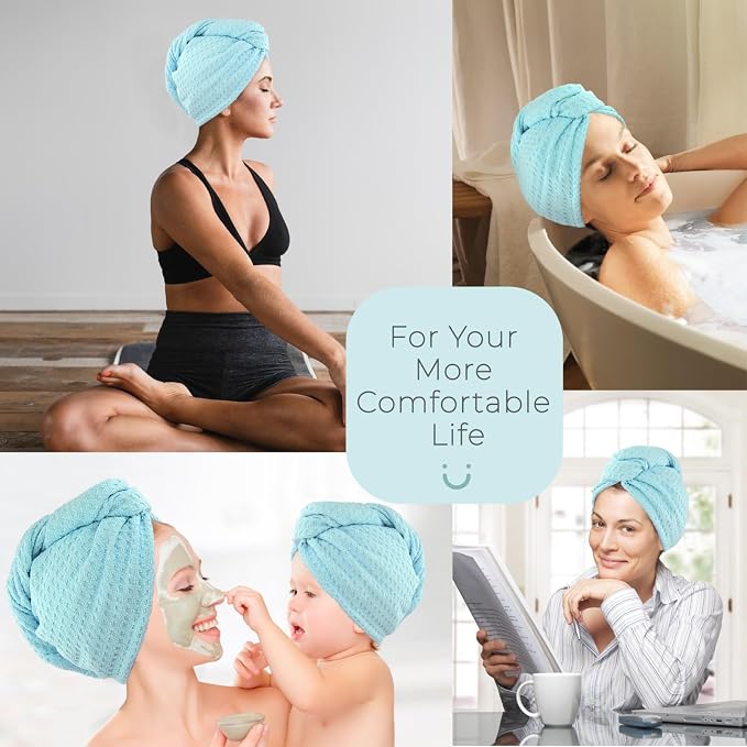 MaopaoBeauty Microfiber Hair Towel 2 Packs Hair Towel Wrap - Image 5