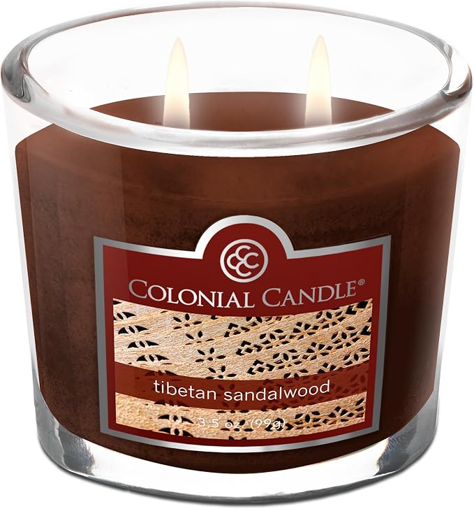 Colonial Candle Tibetan Sandalwood Scented Jar Candle, 2 Wick, 3.5 oz, Mottled - Image 3