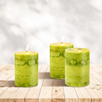 Green Pillar Candles Set of 3 Sage Scented Long Burning Candles 3x4 inch - Image 6