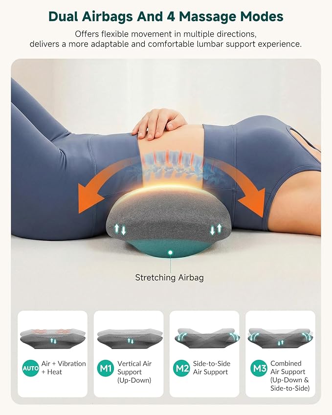 3-in-1 Rechargeable Electric Lumbar Support Pillow, Triple Support Air Lift - Image 2