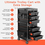 TASALON Professional Rolling Salon Cart, 6-Drawer Storage Trolley - Image 3
