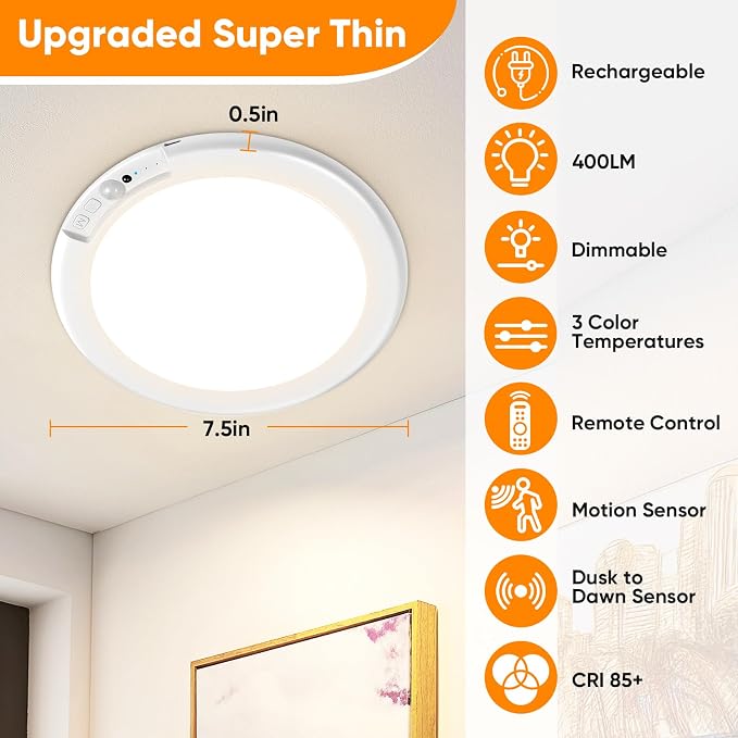 Bairth Rechargeable Motion Sensor Ceiling Lights - Image 2