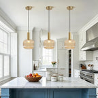 KCO Lighting Amber Glass Globe Pendant Light Mid Century Modern Kitchen Island - Image 4