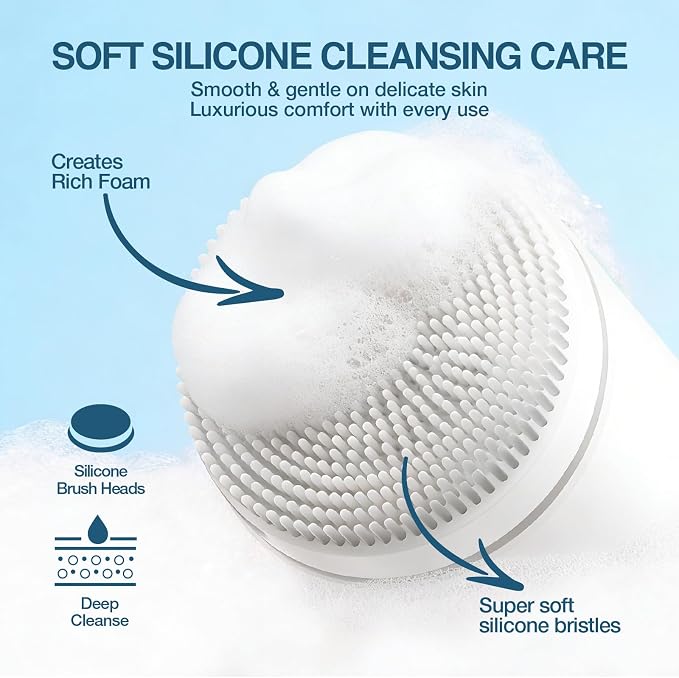 Electric Face Scrubber with Led Display & Facial Cleansing Brush - Image 4