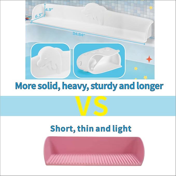 3FT Dolphin Pattern Bathtub Splash Guard Play Shelf - Image 7