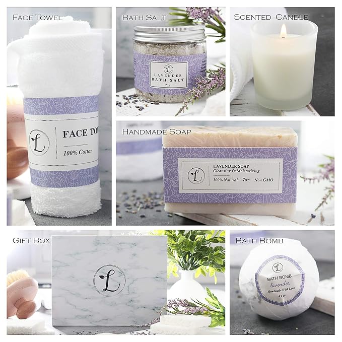 Spa Gift Set 100% Natural, Gift Box Includes: Bath Bomb, Bath Salt, Hand Soap - Image 3