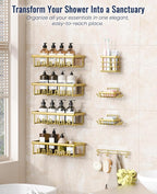 8 Pack Adhesive Rustproof Shower Shelves - Image 3