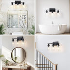 3 Light Bathroom Light Fixtures Black Vanity Light Over Mirror Modern Farmhouse - Image 5