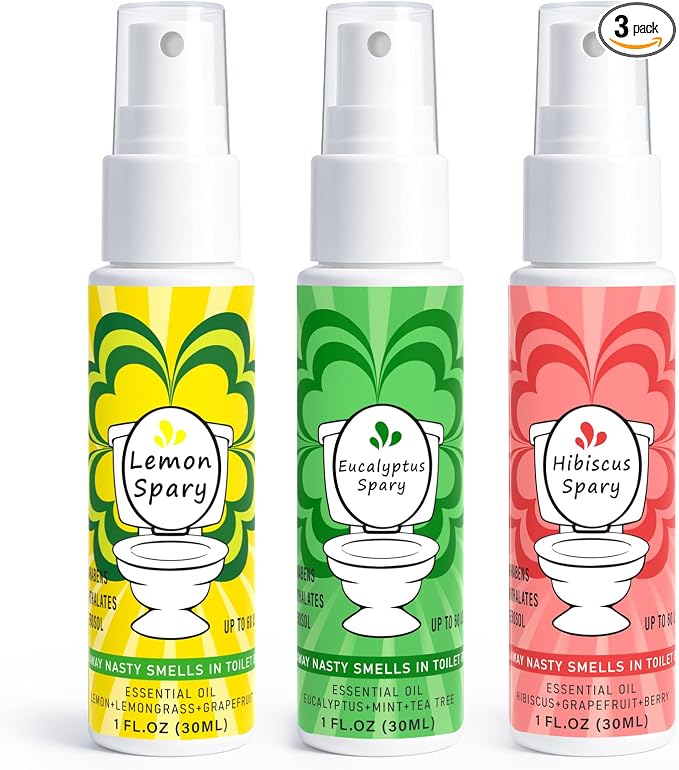 Toilet Spray for Poop 3 Pack, Travel Size Variety, Bathroom Odor Eliminator by Unknown