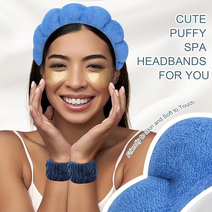 6Pcs Spa Set, Terry Cloth Headbands & Wrist Washbands - Image 4