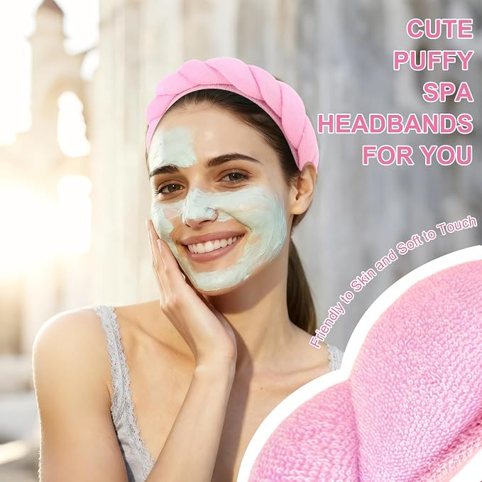 Spa Headbands for Women Skincare Makeup Headband for Washing Face Puffy Bubble - Image 4
