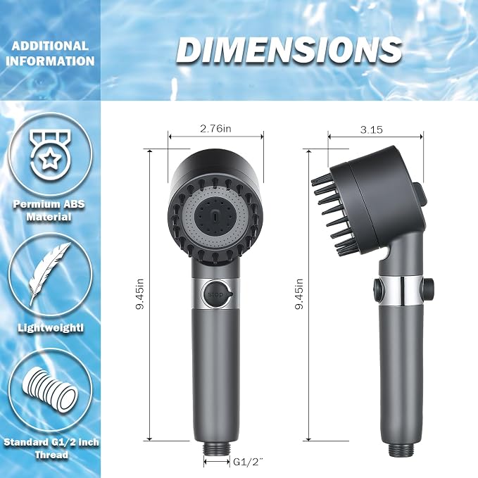 CWPW Filtered Shower Head with Handheld High Pressure 4 Spray Showerhead with - Image 8