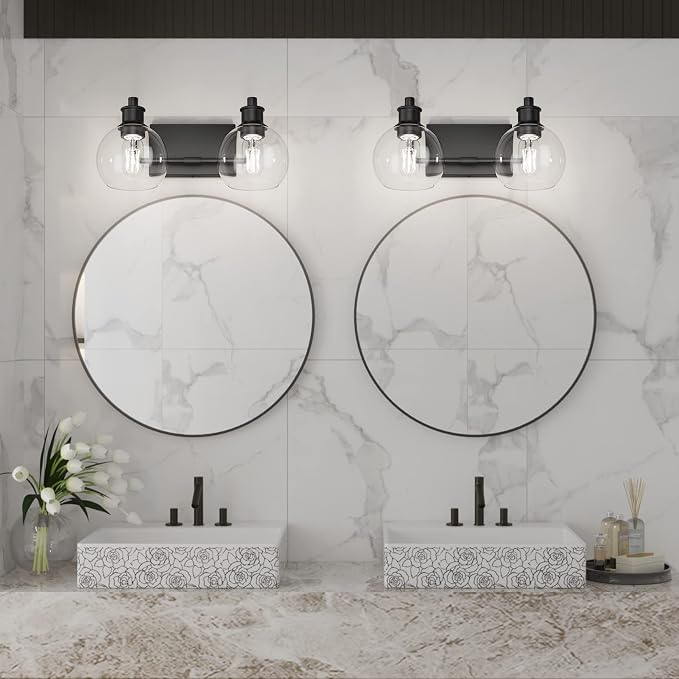 Tipace 2 Lights Industrial Bathroom Vanity Light Fixtures Over Mirror Black - Image 6