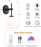 SANTOSTOCK Black Wireless Rechargeable Wall Sconces - Image 2