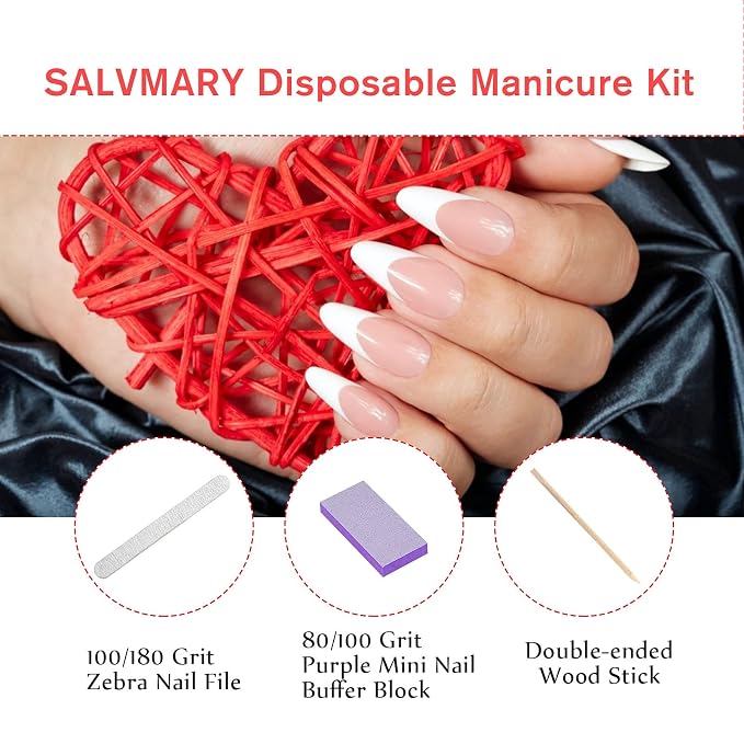 Professional Disposable Manicure Kit Basics 3 Piece Nail Kit, Wood Nail File - Image 3