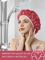 Years calm Terry Lined Shower Cap, Triple Layer Heart Motifs, Waterproof - Image 8