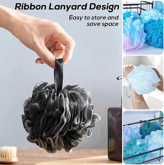 10 Pcs Shower Loofahs, Bath Shower Loofah Sponge, Exfoliating Shower Pouf Balls - Image 3