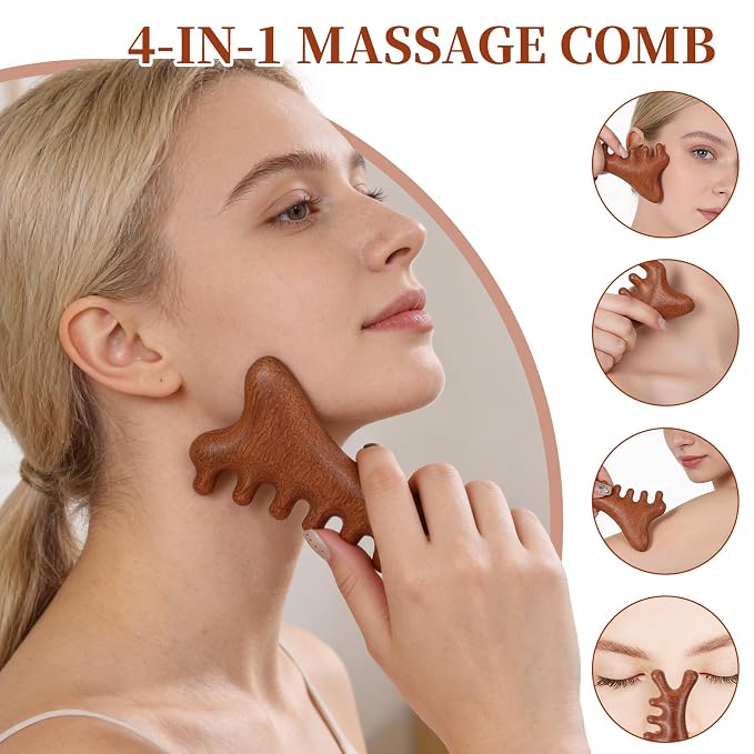 2 Pcs Wooden Scalp Massager Comb Sandalwood Scalp Massager Handmade - Image 3