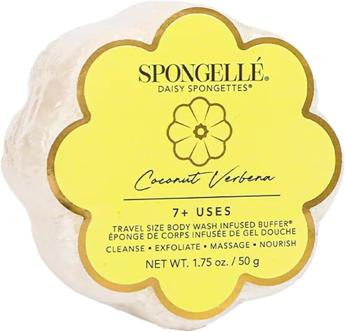 Spongellé Coconut Verbena Daisy Spongette Bath Sponge | Built-in Body Wash & by Spongell%C3%A9