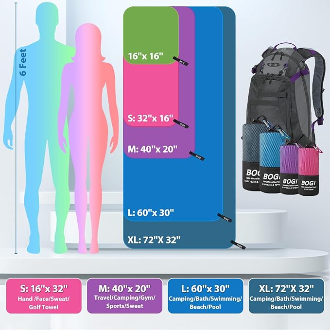 BOGI Microfiber Travel Sports Towel-Quick Dry Towel, Soft Lightweight - Image 3