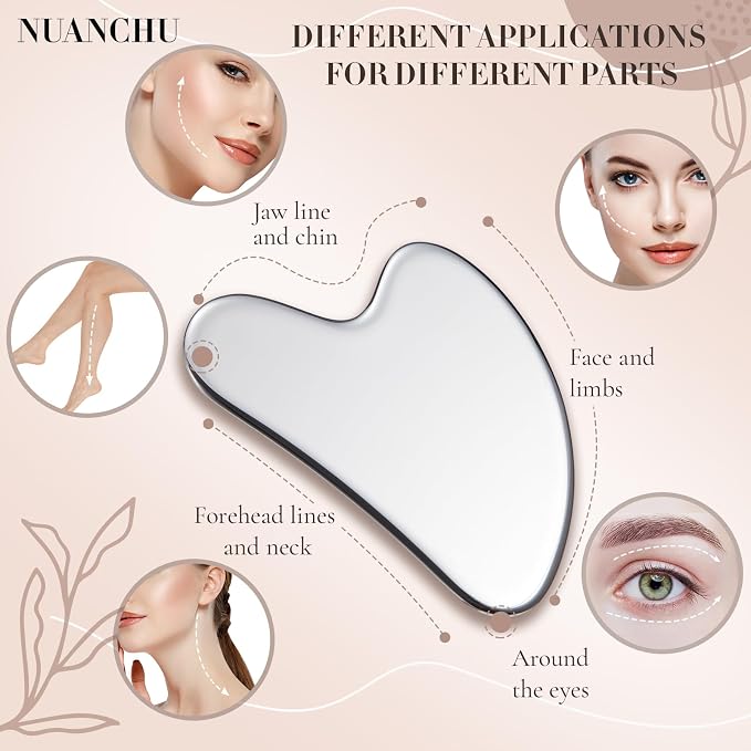 Nuanchu Stainless Steel Gua Sha Facial Tool, Metal Gua Sha - Image 4
