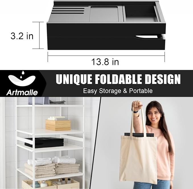 Artmalle Foldable Bathtub Tray Table, Bamboo Bathtub Caddy Tray - Image 4