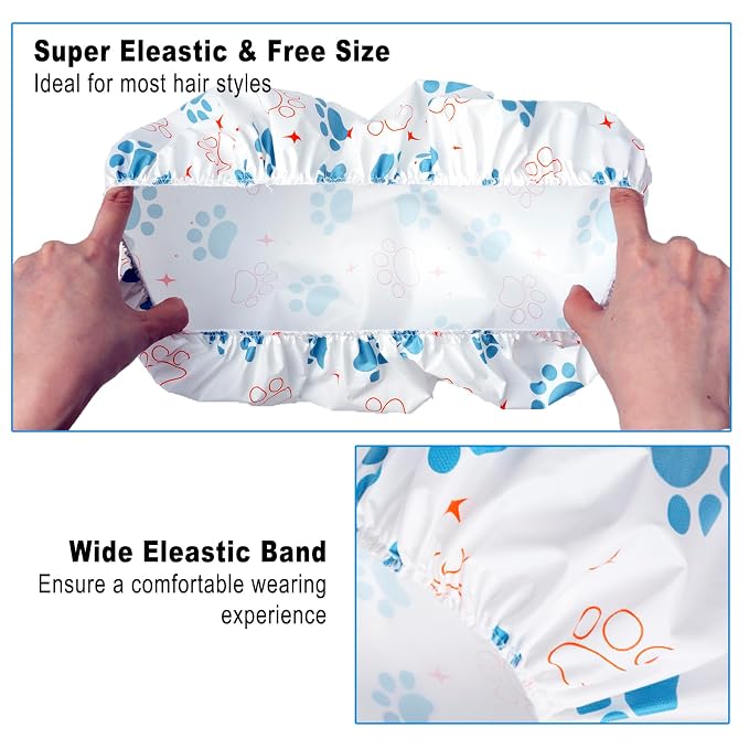 6 PCS Shower Caps for Women, Double Side Waterproof Shower Cap, Reusable - Image 7