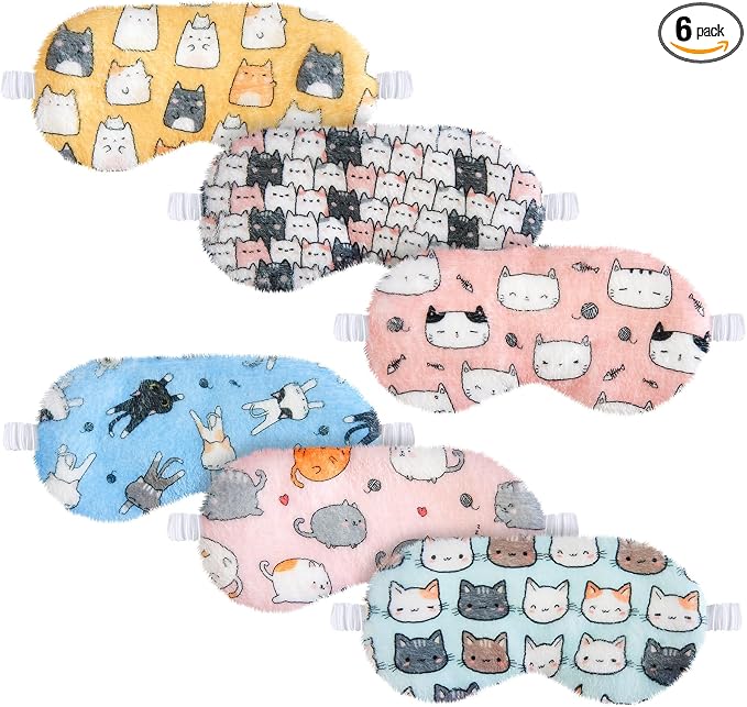 Cuffbow 6 Pack Plush Sleep Mask Set, Cute Plush Eye Masks by Cuffbow