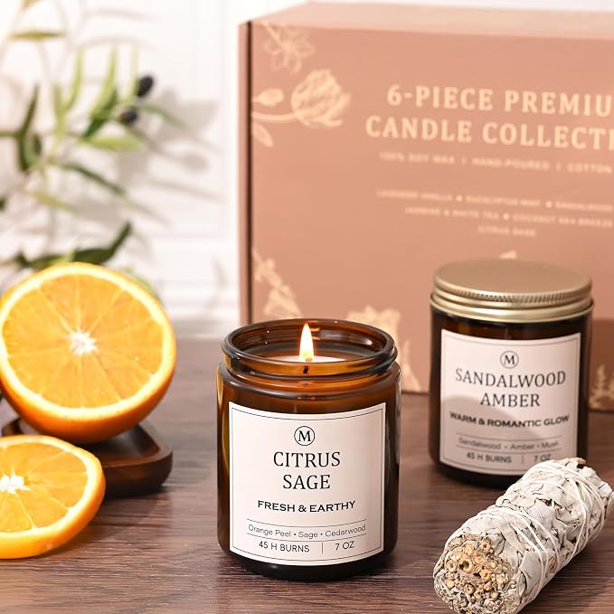 6-Pack Scented Soy Candle Set – Lavender Vanilla, Eucalyptus, Sandalwood - Image 4