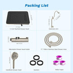 Hibbent cUPC Certified 13'' Shower Head Combo, High Pressure 5 Spray Rainfall - Image 9