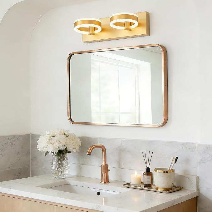 LED Bathroom Light Fixtures, 15inch Gold Vanity Lights, Modern 2 Light Acrylic - Image 7