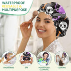 2 PCS Shower Cap Waterproof Double Layer Elastic Adjustable Reusable Hair Bath - Image 6