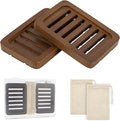 2PCS Self Draining Soap Holders, Rustic Slotted Bamboo Dish Tray, Easy Cleaning by UrbanAbode