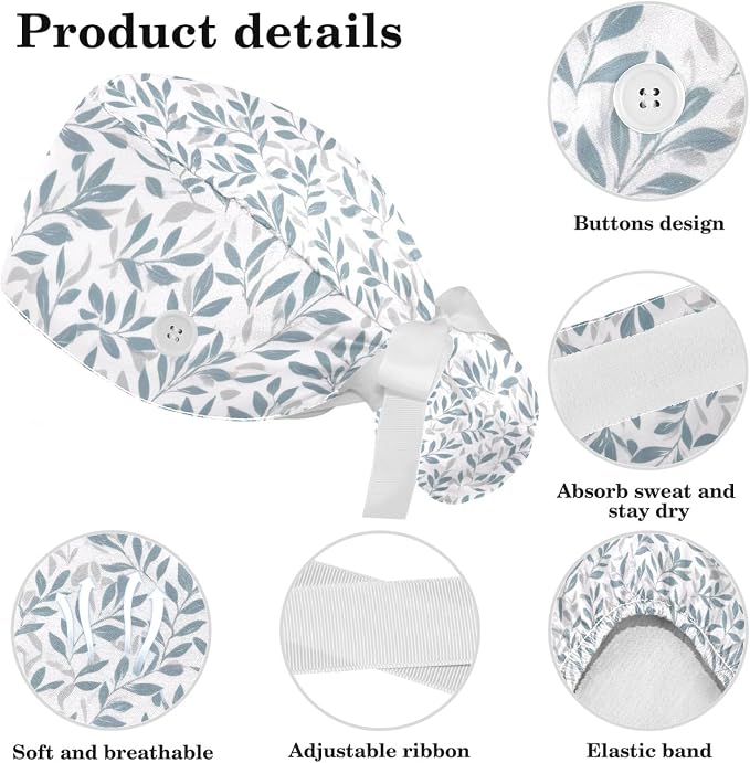 Scrub Cap with Hair Scrunchy, Ponytail Holder Surgical Cap - Image 4