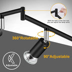 Ascher 6-Light LED Track Lighting Kit, Flexibly Rotatable Light Heads, 6 Way - Image 2