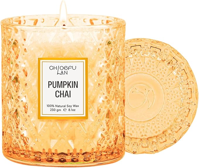 Chloefu LAN Pumpkin Chai Candles Halloween Candle Gift, Farmhouse Candles by ChloefuLANScentedCandles