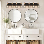 FadimiKoo 4-Light Rustic Style Wood Bathroom Vanity Light Fixtures, Farmhouse - Image 6