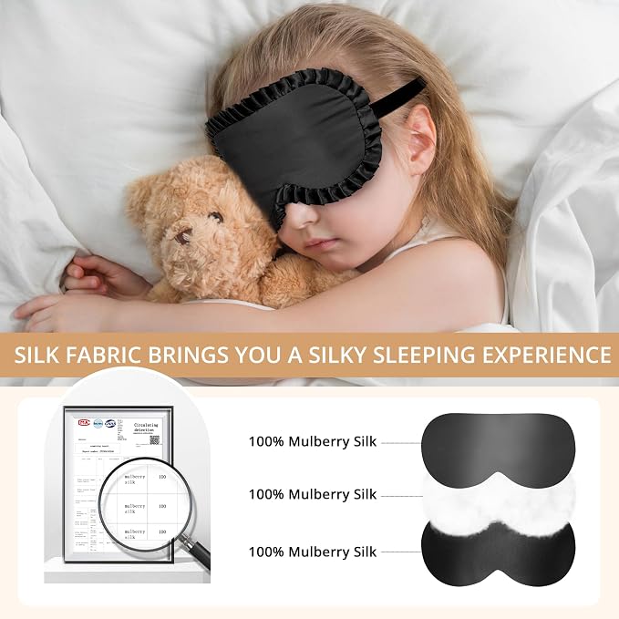 Kids Sleep Mask, 100% Real Mulberry Silk Eye Mask, Sleeping Mask - Image 2